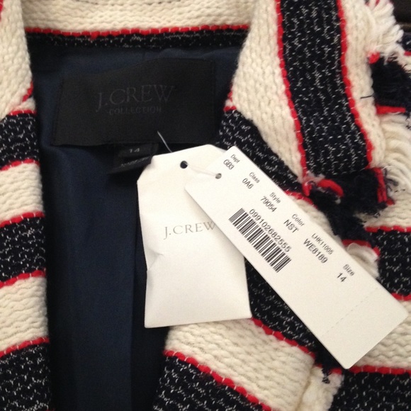 J. Crew Collection Legion Stripe Jacket Cream Blue - Picture 4 of 8